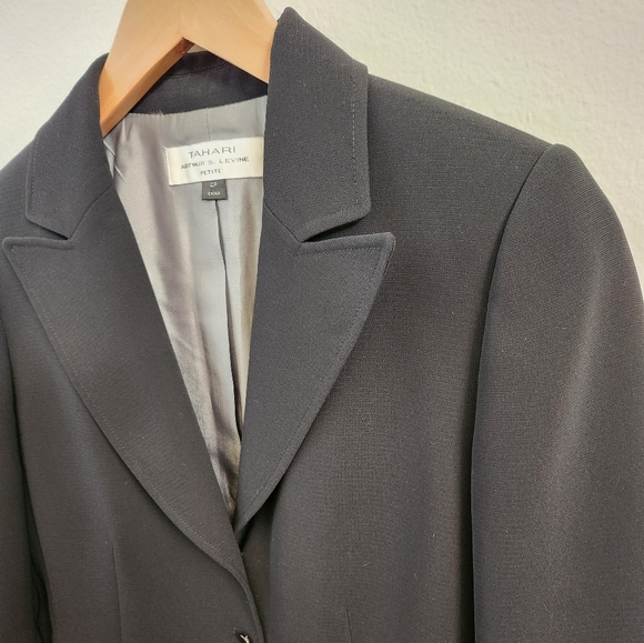 Tahari ASL Women's Suit Jacket Blazer Career Black Size 4 Petite - Picture 3 of 10